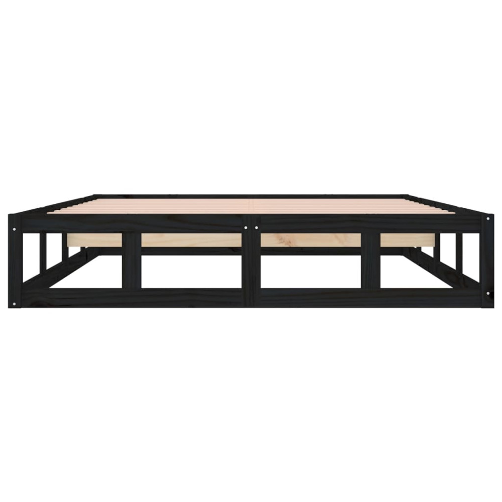 Produktbild för Sängram massivt trä 180x200 cm svart