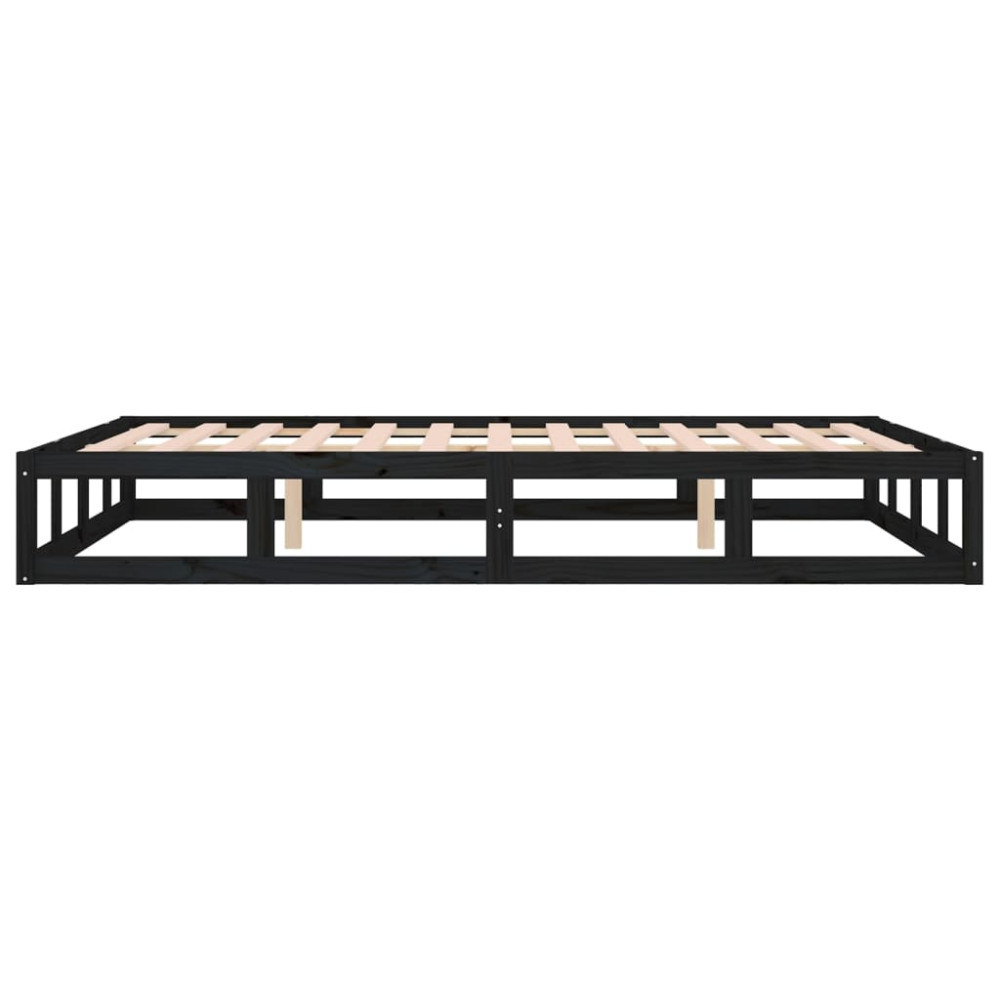 Produktbild för Sängram massivt trä 180x200 cm svart