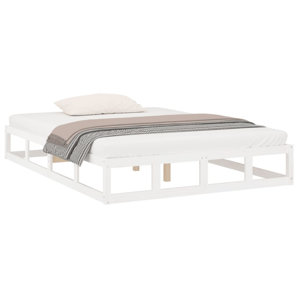 Produktbild för Sängram vit 200x200 cm massivt trä