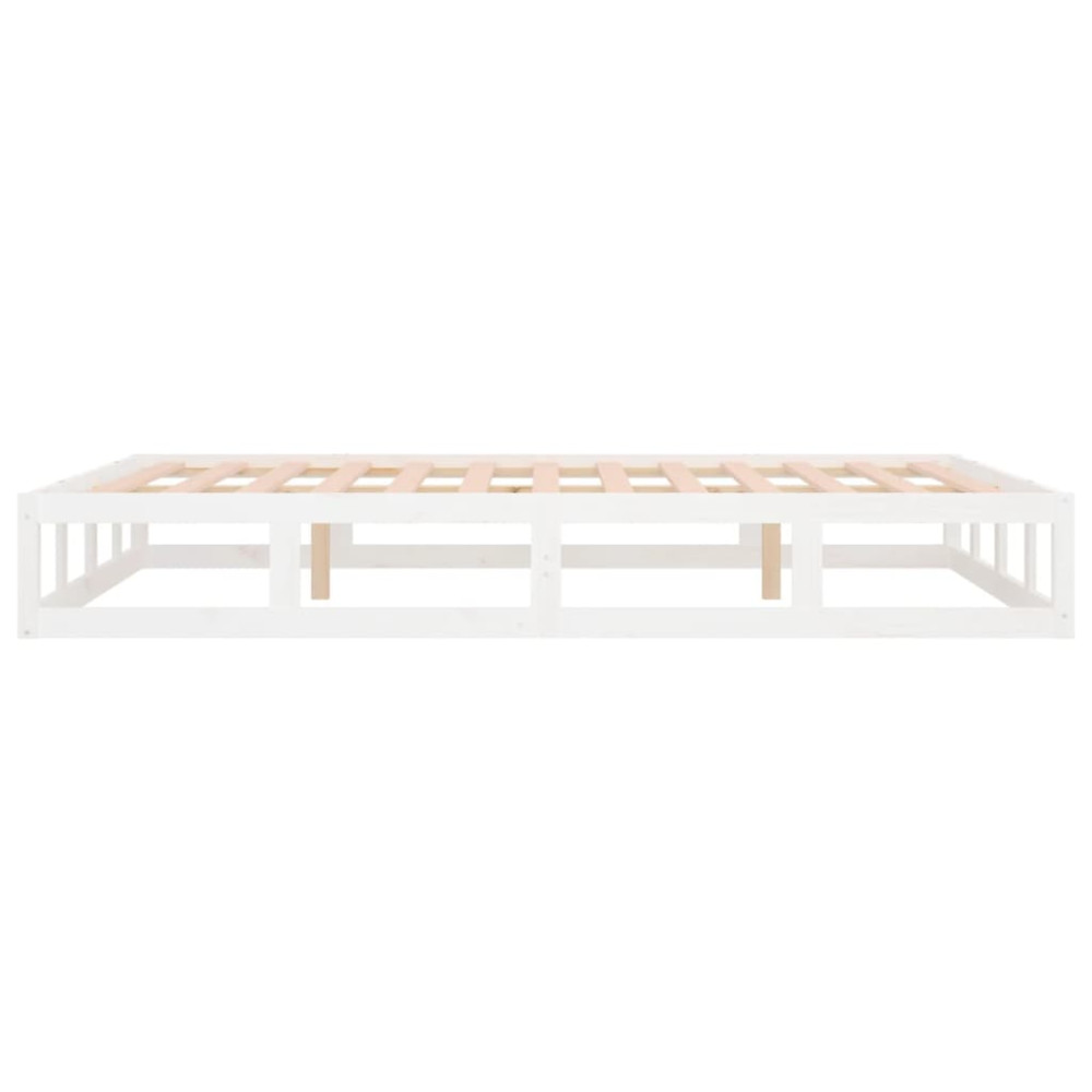 Produktbild för Sängram vit 200x200 cm massivt trä