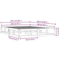 Produktbild för Sängram vit 200x200 cm massivt trä