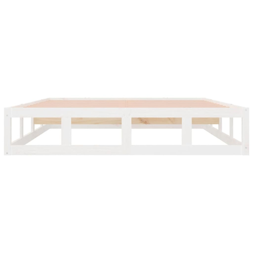 Produktbild för Sängram massiv furu 135x190 cm vit