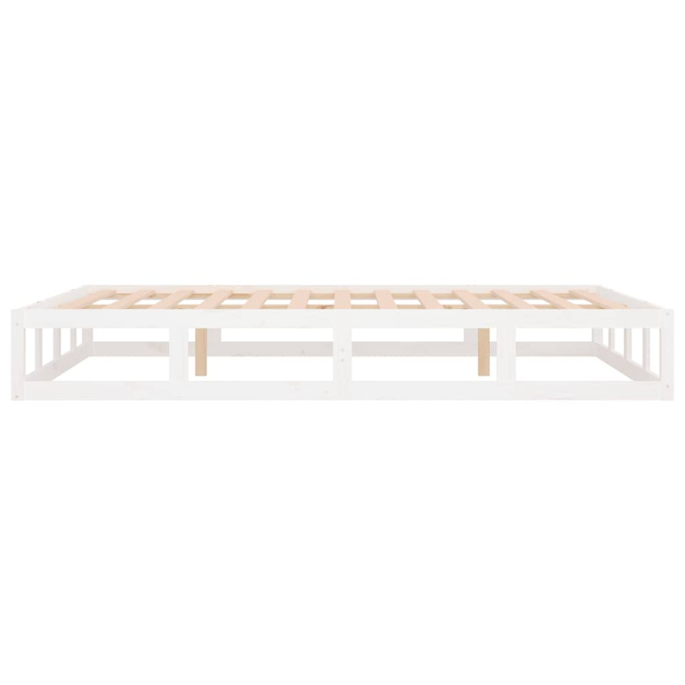 Produktbild för Sängram massiv furu 135x190 cm vit