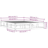 Produktbild för Sängram massiv furu 135x190 cm vit