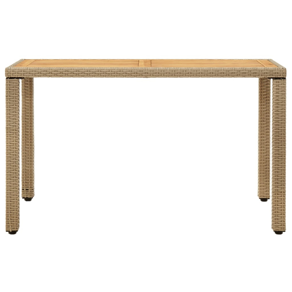 Produktbild för Trädgårdsbord beige 123x60x74 cm konstrotting & massivt akacia