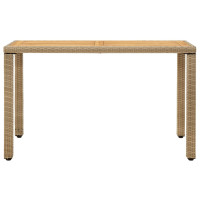 Produktbild för Trädgårdsbord beige 123x60x74 cm konstrotting & massivt akacia