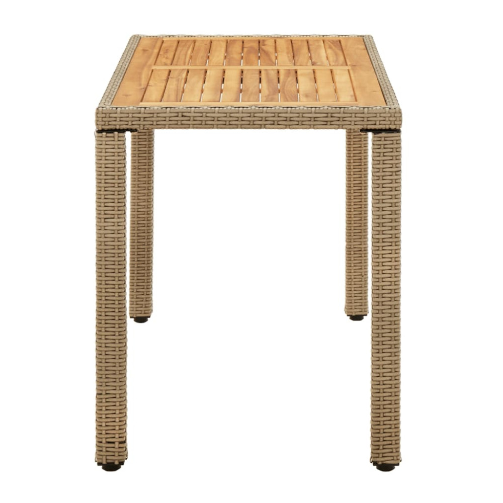 Produktbild för Trädgårdsbord beige 123x60x74 cm konstrotting & massivt akacia