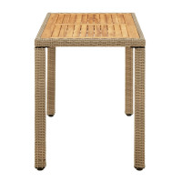 Produktbild för Trädgårdsbord beige 123x60x74 cm konstrotting & massivt akacia