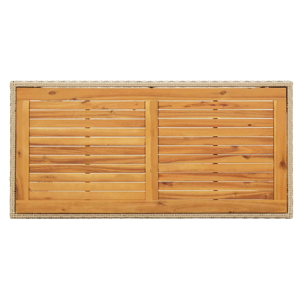 Produktbild för Trädgårdsbord beige 123x60x74 cm konstrotting & massivt akacia