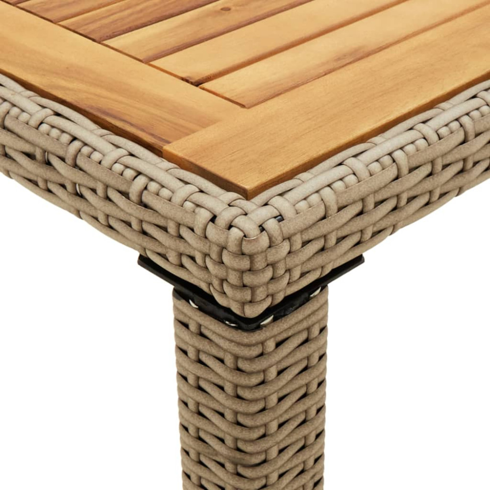 Produktbild för Trädgårdsbord beige 123x60x74 cm konstrotting & massivt akacia