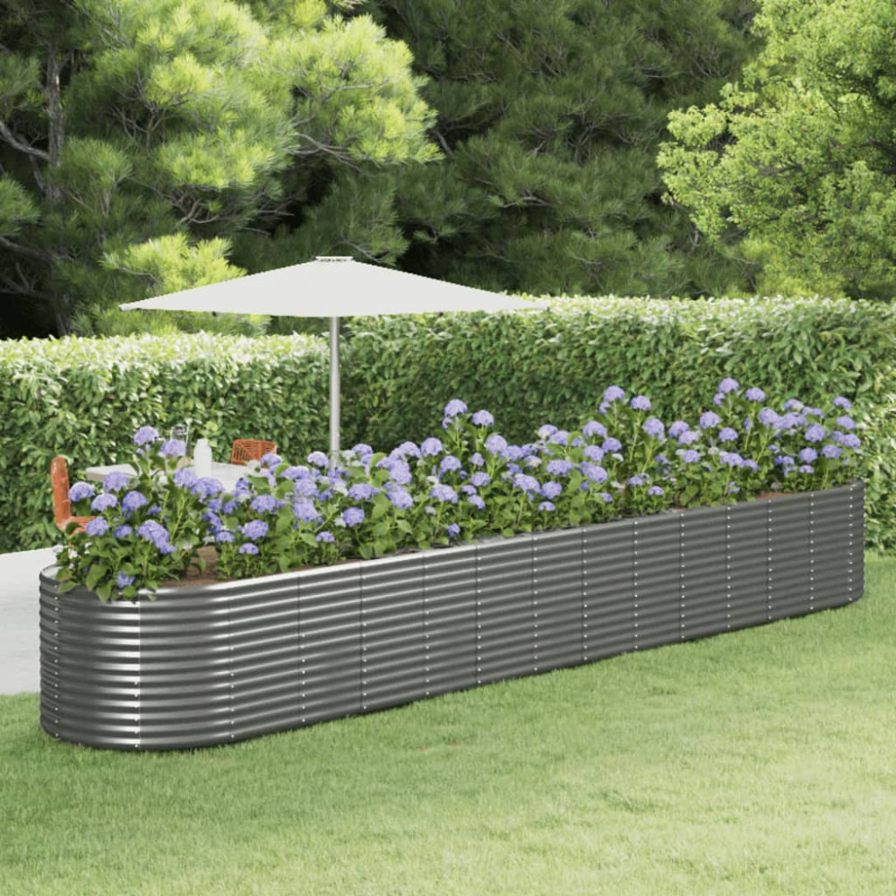 Produktbild för Odlingslåda grå 554x100x68 cm pulverlackerat stål