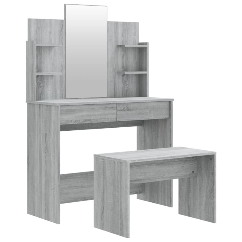 Produktbild för Sminkbord set grå sonoma 96x40x142 cm