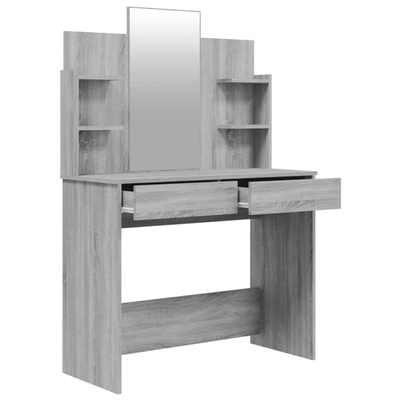 Produktbild för Sminkbord set grå sonoma 96x40x142 cm