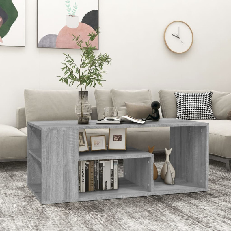 Produktbild för Soffbord grå sonoma 100x50x40 cm konstruerat trä