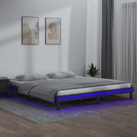 Produktbild för Sängram LED grå 120x200 cm massivt trä