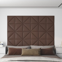 Produktbild för Väggpaneler 12 st brun 30x30 cm konstläder 0,54 m²