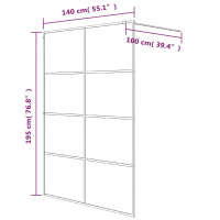 Produktbild för Duschvägg vit 140x195 cm klart ESG-glas