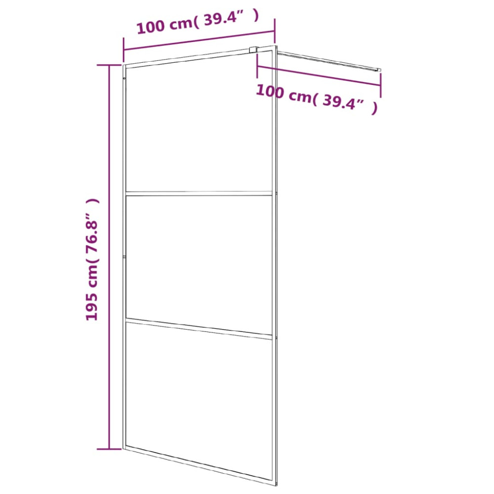 Produktbild för Duschvägg vit 100x195 cm klart ESG-glas