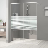 Produktbild för Duschvägg vit 140x195 cm klart ESG-glas