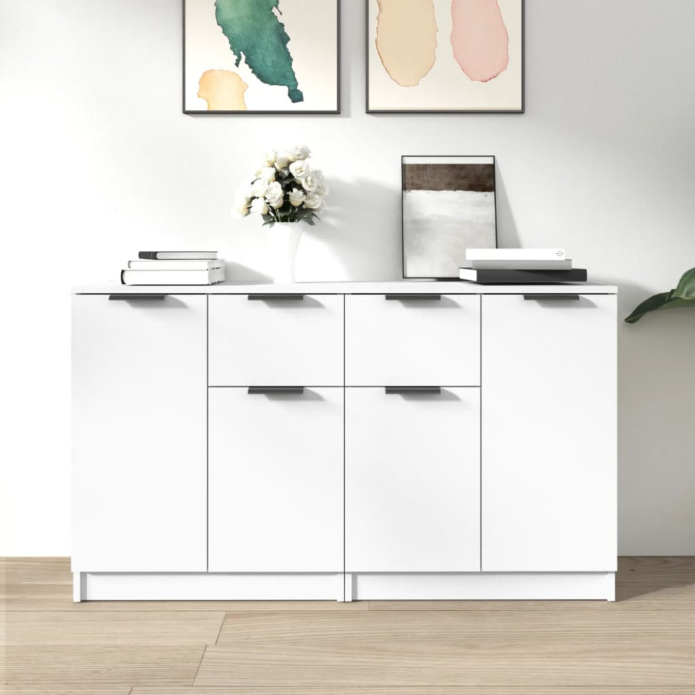 Produktbild för Skänk 2 delar vit 60x30x70 cm konstruerat trä
