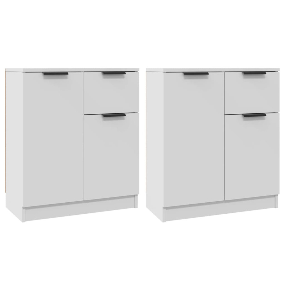Produktbild för Skänk 2 delar vit 60x30x70 cm konstruerat trä