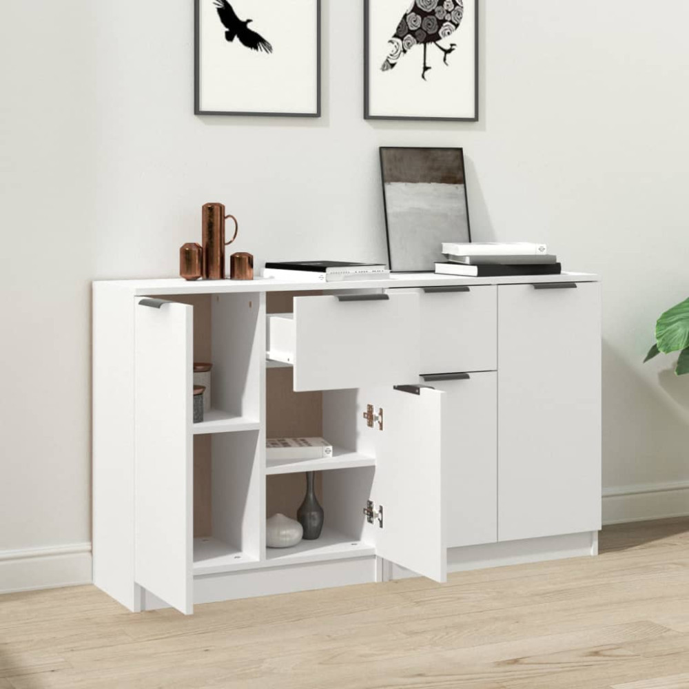 Produktbild för Skänk 2 delar vit 60x30x70 cm konstruerat trä
