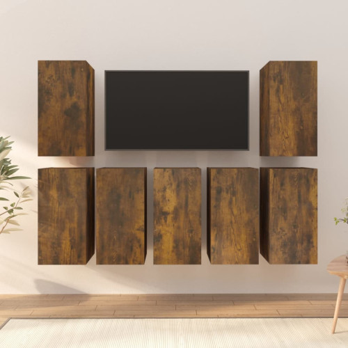 vidaXL Tv-skåp 7 st rökfärgad ek 30,5x30x60 cm konstruerat trä