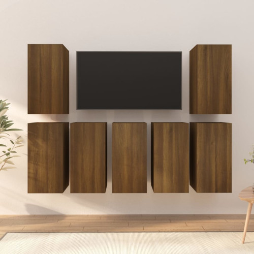 vidaXL Tv-skåp 7 st brun ek 30,5x30x60 cm konstruerat trä