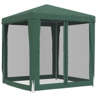 Produktbild för Partytält med 4 sidoväggar i nät 2x2 m HDPE grön