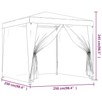 Produktbild för Partytält med 4 sidoväggar i nät 2,5x2,5 m HDPE blå