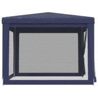 Produktbild för Partytält med 4 sidoväggar i nät 3x3 m HDPE blå