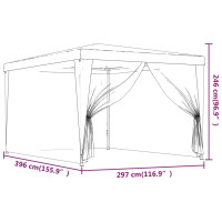 Produktbild för Partytält med 4 sidoväggar i nät 3x4 m HDPE blå