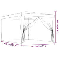 Produktbild för Partytält med 4 sidoväggar i nät 3x4 m HDPE grön