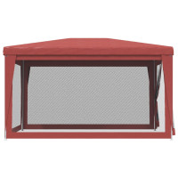 Produktbild för Partytält med 4 sidoväggar i nät 3x4 m HDPE röd