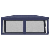 Produktbild för Partytält med 6 sidoväggar i nät 3x6 m HDPE blå