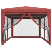 Produktbild för Partytält med 6 sidoväggar i nät 3x6 m HDPE röd