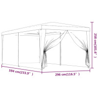 Produktbild för Partytält med 6 sidoväggar i nät 3x6 m HDPE röd