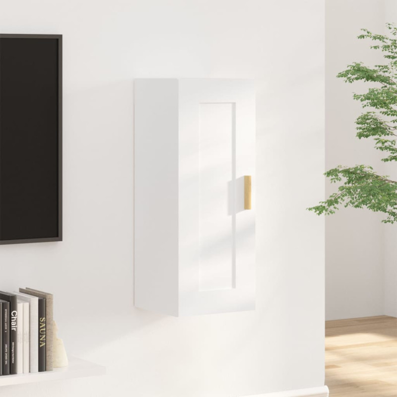 Produktbild för Väggskåp vit 35x34x90 cm konstruerat trä