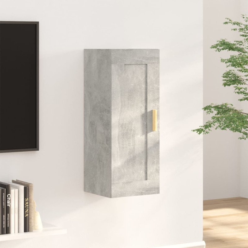 Produktbild för Väggskåp betonggrå 35x34x90 cm konstruerat trä