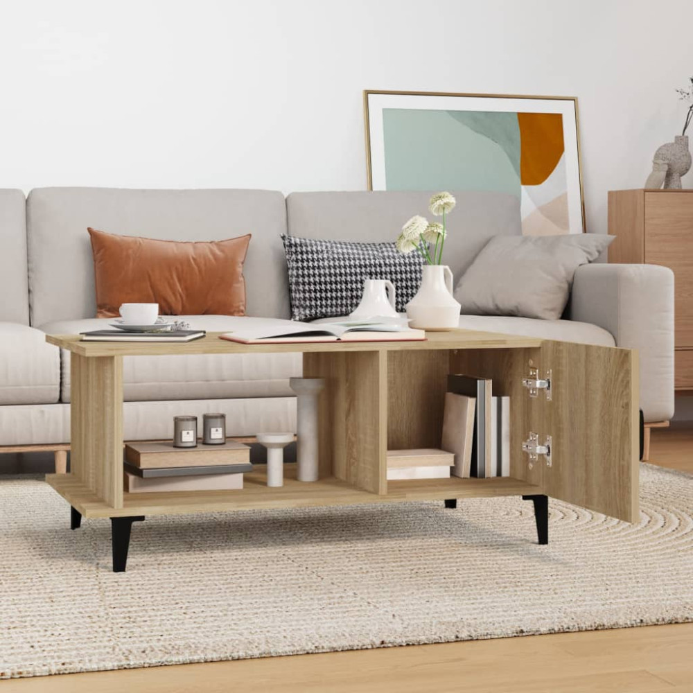 Produktbild för Soffbord sonoma-ek 90x50x40 cm konstruerat trä