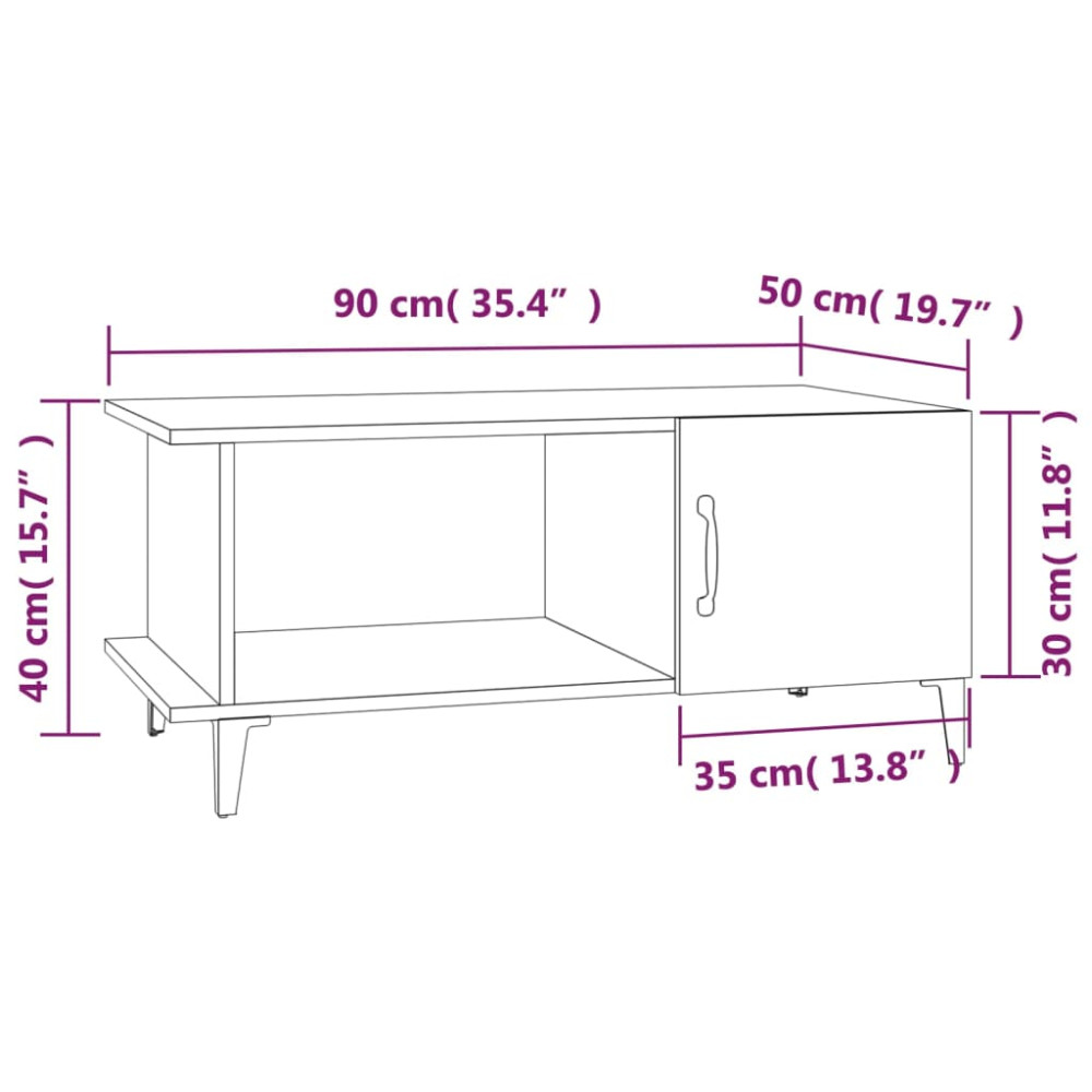 Produktbild för Soffbord sonoma-ek 90x50x40 cm konstruerat trä