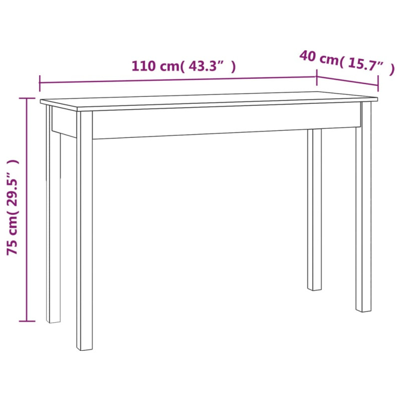 Produktbild för Konsolbord grå 110x40x75 cm massiv furu