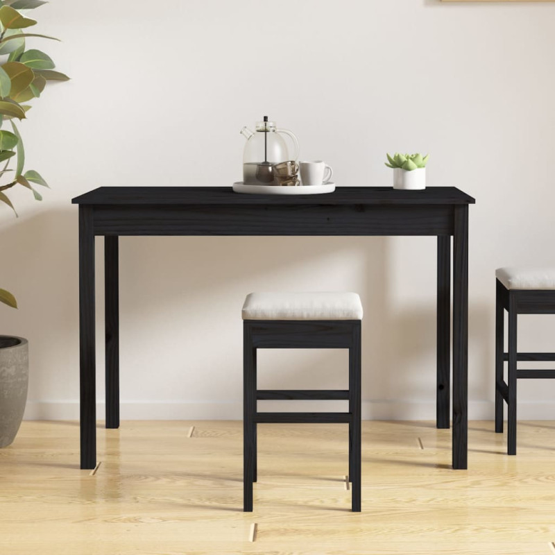Produktbild för Matbord svart 110x55x75 cm massivt furuträ