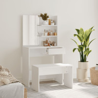 Produktbild för Sminkbord set vit 74,5x40x141 cm