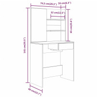 Produktbild för Sminkbord set betonggrå 74,5x40x141 cm