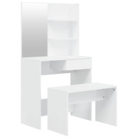 Produktbild för Sminkbord set vit högglans 74,5x40x141 cm