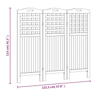 Miniatyr av produktbild för Rumsavdelare 3 paneler 121,5x2x115 cm massivt akaciaträ