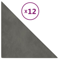 Produktbild för Väggpaneler 12 st mörkgrå 30x30 cm sammet 0,54 m²