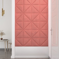 Produktbild för Väggpaneler 12 st rosa 30x30 cm sammet 0,54 m²