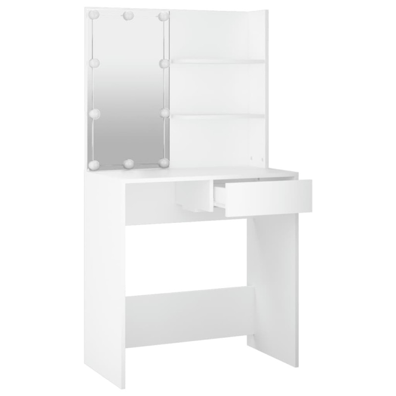 Produktbild för Sminkbord med LED vit 74,5x40x141 cm